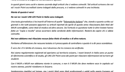 unitlematica leonardo da vinci validita del titolo comunicato ufficiale